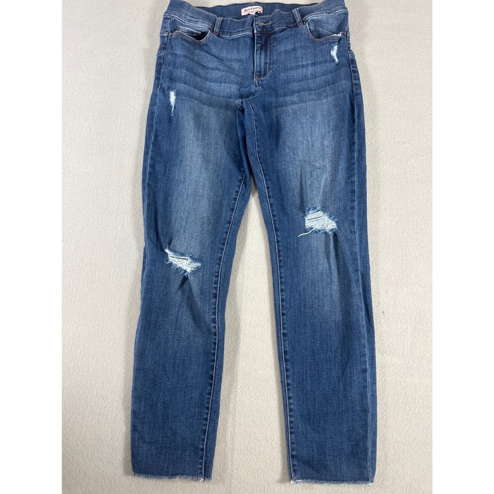 Juicy Couture Los‎ Angeles Distressed Skinny Jeans Blue Medium Wash Raw Hem 31